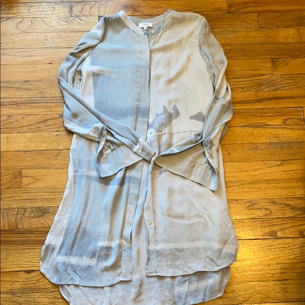 Aritzia Wilfred Silk Watercolor Button Down Tunic
